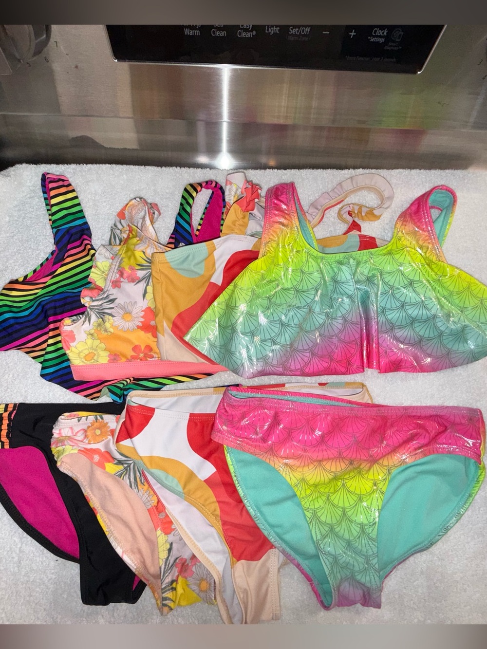 Girls Swimsuit Lot of 4, 2 Piece Swimsuits Size 10/12.